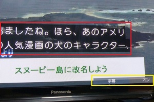 「オン」にするとテレビ画面には字幕が