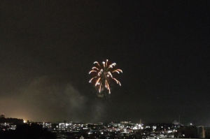 静かな場所で花火見物